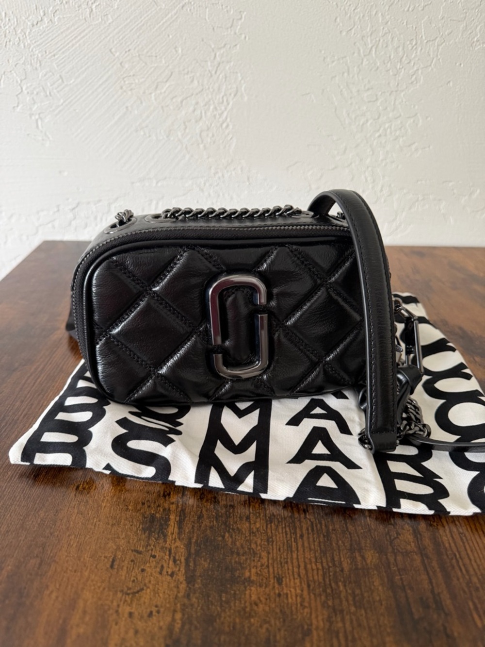 Marc Jacobs Black Quilted Camera Bag with Chain Strap